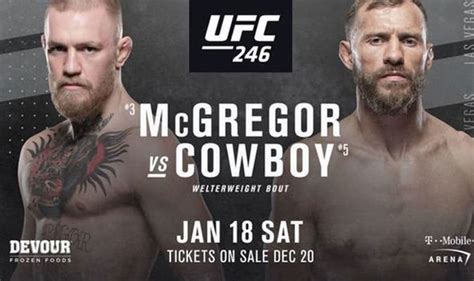 UFC Fight Card 246: McGregor vs Cerrone .